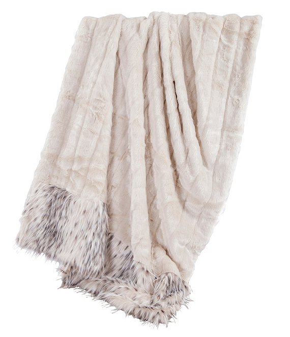 Color:White - Image 1 - Oversized Snow Leopard Throw