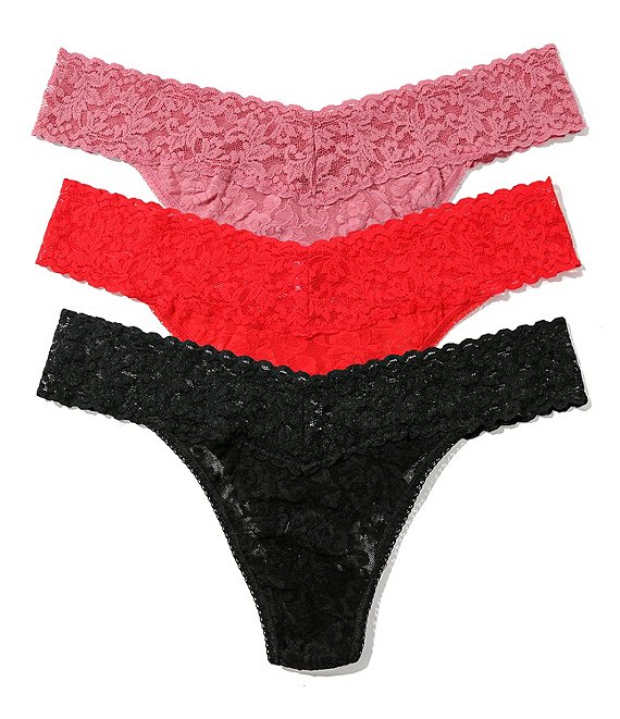Hanky Panky Holiday Original Thong 3-Pack, Pink/Cherrywood/Black - Image 1