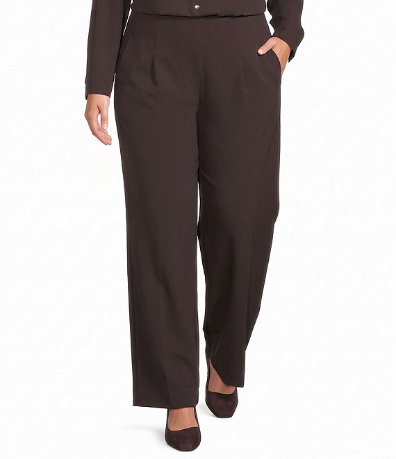Investments Plus Size Wide Leg Pull-On Stretch Pants