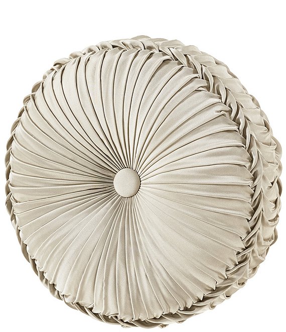 J. Queen New York Alaro Button-Tufted Round Pillow, Taupe - Image 1