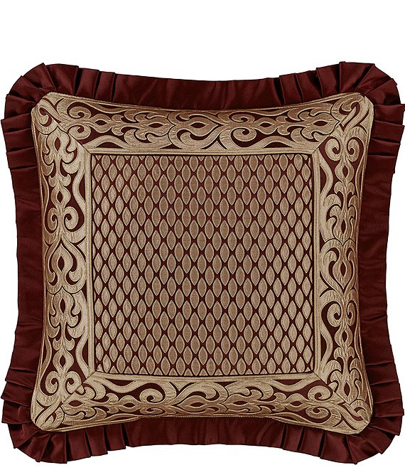 J. Queen New York Renzo Tear-Drop Diamond Embellished Reversible Square Pillow, Crimson - Image 1