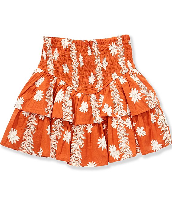 J.Marie Big Girls Aubrey Flutter Skort, Orange - Image 1