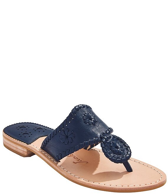 Jack Rogers Jacks Woven Leather Flat Thong Sandals