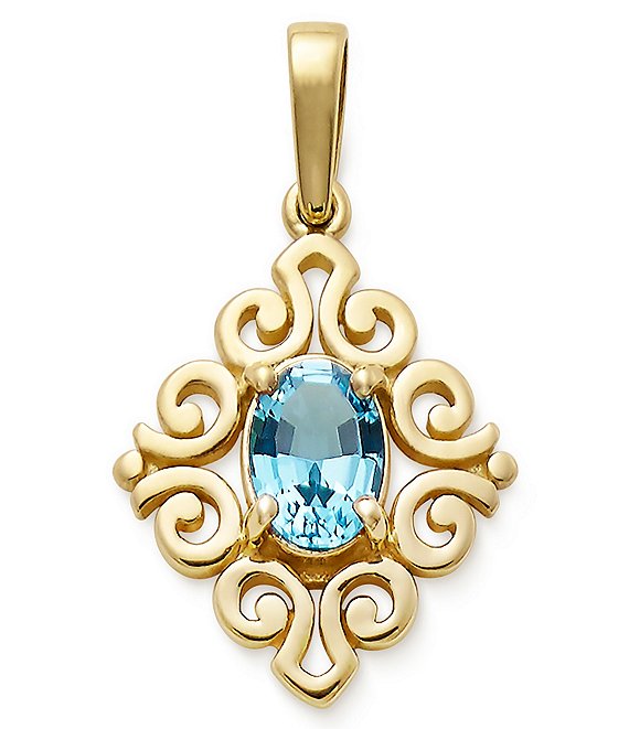 James Avery 14K Gold December Birthstone Scrolled Pendant
