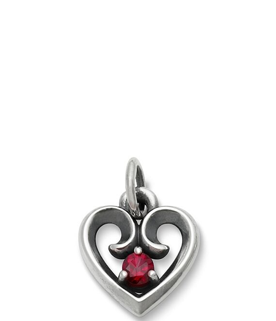 James Avery Avery Sterling Silver Remembrance Heart with Lab-Created Ruby Charm
