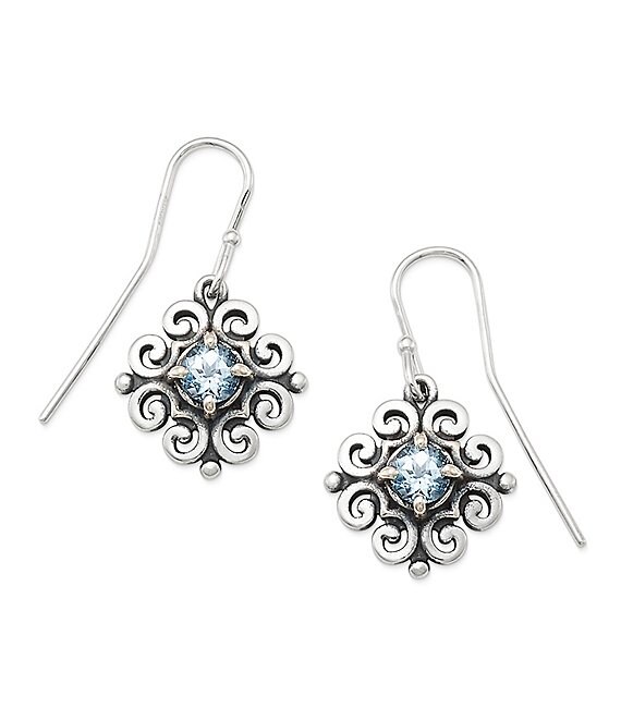James Avery Scrolled Ear Hooks with March Birthstone