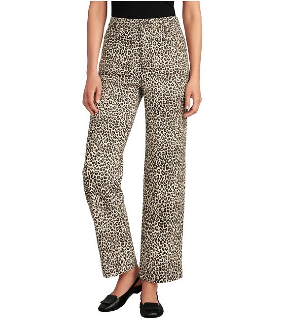 John Mark Cheetah Print Straight Leg 5 Pocket Styling Pants, Neutral Animal - Image 1