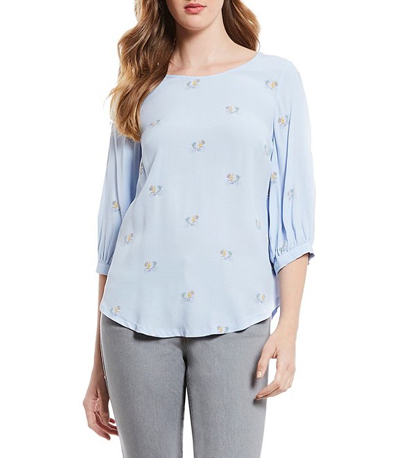 Joules Soraya Bike Print Balloon Sleeve Woven Blouse