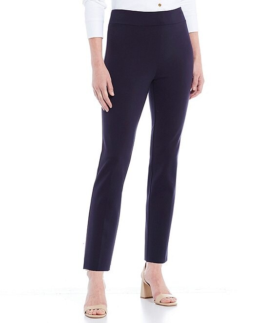 Color:Dark Navy - Image 1 - Lucia Ponte Knit Pull-On Ankle Pants