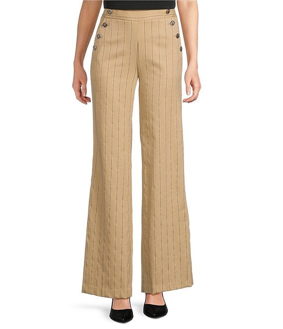 KARL LAGERFELD PARIS Textured Striped Flat Front Ankle Length Coordinating Pants