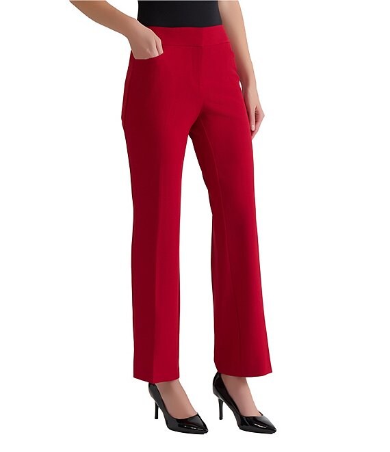 Kasper Stretch Crepe Straight Leg Trouser Pants, Fire Red - Image 1