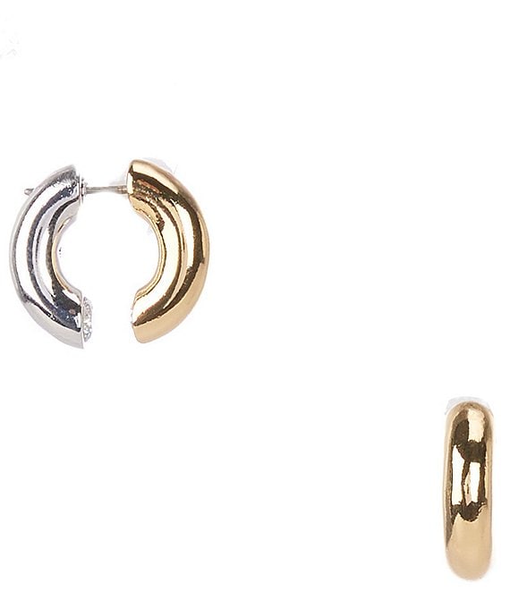 kate spade new york Interlock Puffy Huggie Hoop Earrings, Two Tone - Image 1