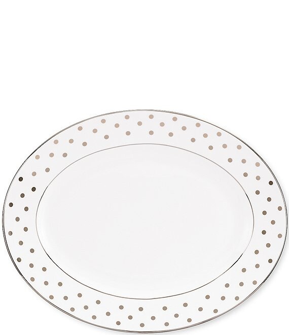 kate spade new york Larabee Road Dotted Platinum Bone China 13#double; Oval Platter