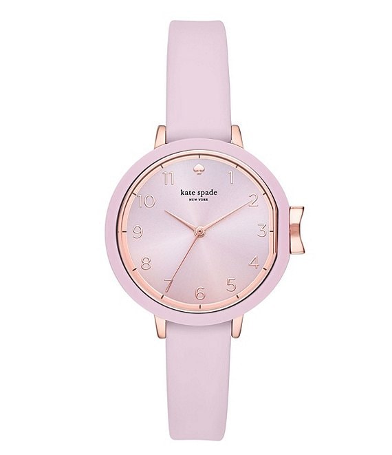kate spade new york Park Row Three-hand Pink Silicone Watch