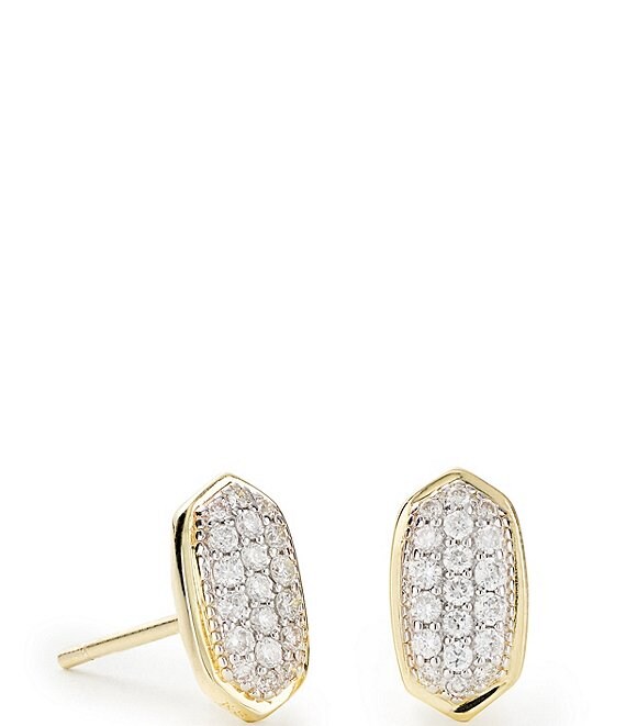 Color:14k Yellow Gold - Image 1 - Amelee Earrings In Pave Diamond And 14K Gold