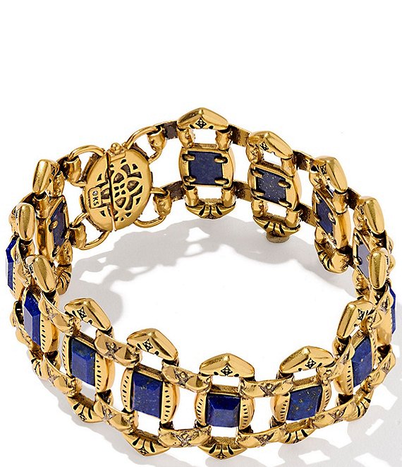 Kendra Scott Catherine Blue Lapis Statement Line Bracelet, Vintage Gold Blue Lapis - Image 1