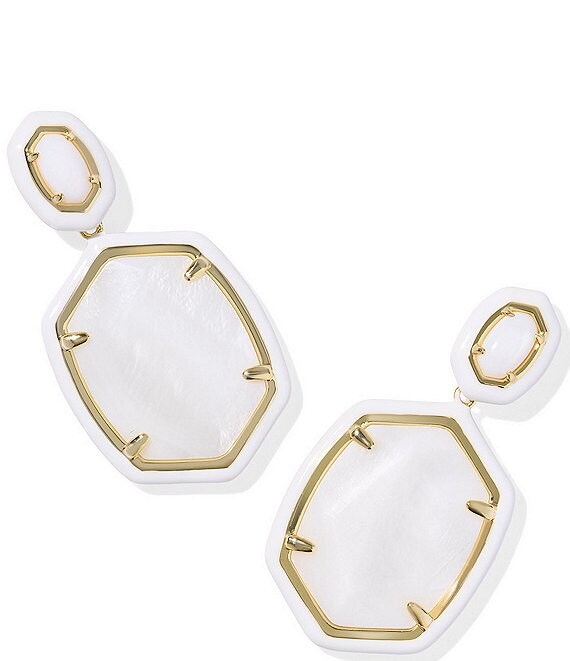 Kendra Scott Daphne Enamel Frame Pearl Drop Earrings, Gold White Mother Of Pearl - Image 1