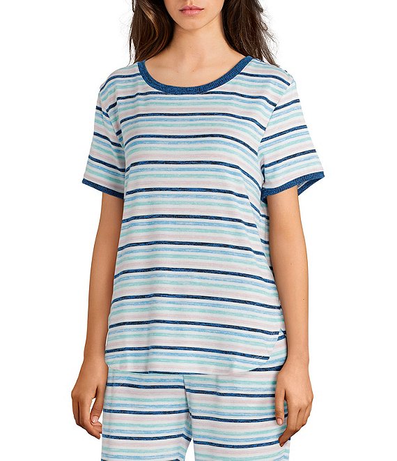 Kensie Lazy Morning Marled Striped Knit Sleep Tee