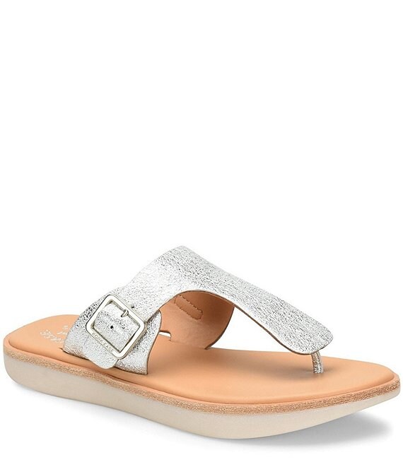 Kork-Ease Belmont Metallic Leather Thong Slide Sandals