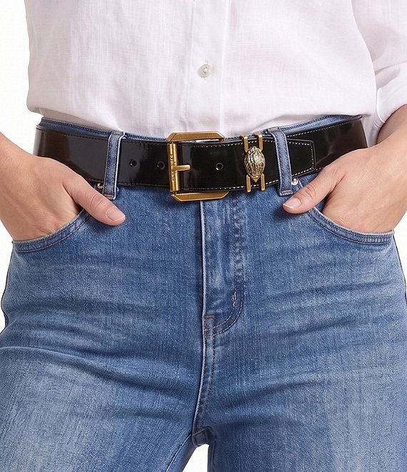 Kurt Geiger London 1.6#double; Patent Leather Eagle Keeper Harness Belt