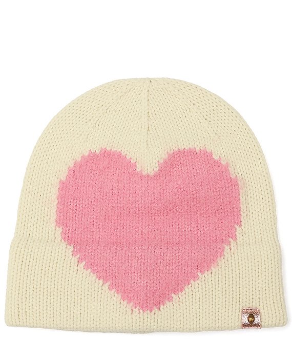Kurt Geiger London Fuzzy Heart Beanie, Bone - Image 1
