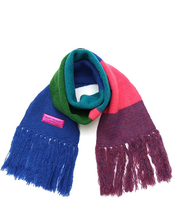 Kurt Geiger London Fuzzy Striped Long Oblong Scarf, Multi - Image 1