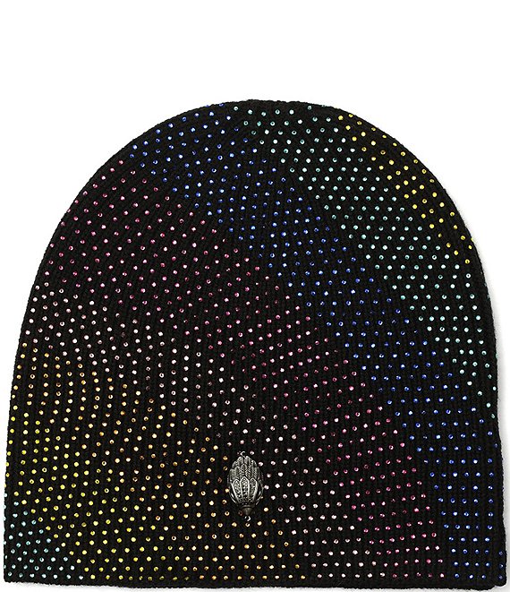 Kurt Geiger London Rainbow Crystal Wave Beanie, Classic Rainbow - Image 1