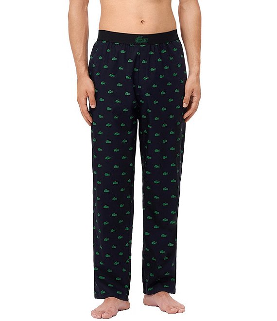 Lacoste Relaxed Fit Crocodile Print Pajama Pants, Abysm/Green - Image 1
