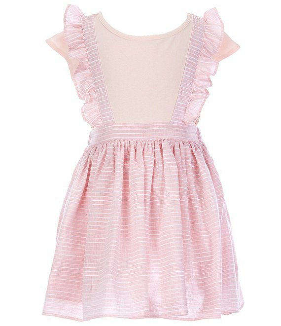 Color:Pink - Image 1 - Little Girls 2T-6X Short-Sleeve Tee & Striped Jumper Set