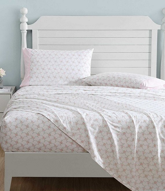 Laura Ashley Lynda Cotton Percale Sheet Set, Pink - Image 1