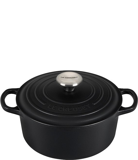 Color:Licorice - Image 1 - 7.25-qt Round Enameled Cast Iron Dutch Oven with Stainless Steel Knobs