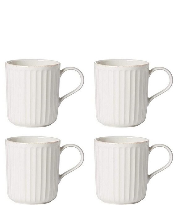 Color:white - Image 1 - French Perle Scallop Mugs, Set of 4