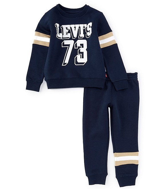 Levi's Levi's® Little Boys Long-Sleeve Varsity Sweatshirt & Matching Jogger Pant Set, Dress Blues - Image 1