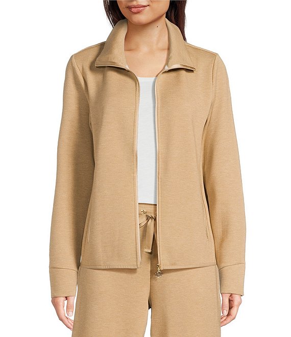 Lilly Pulitzer Basque Notch Collar Long Sleeve Full Zip Coordinating Jacket, Heathered - Image 1