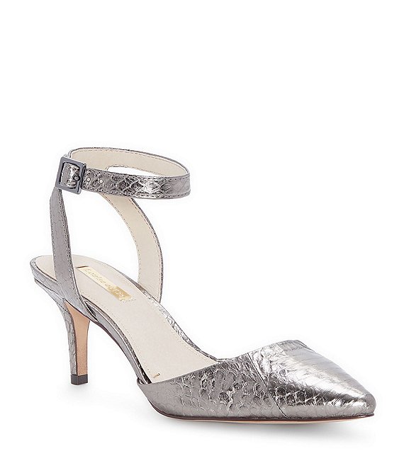Louise et Cie Esperance Metallic Snake Print Embossed Leather Dress Pumps