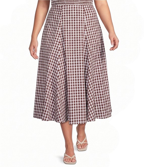 Lucy Paris Plus Size Hope Gingham Print A-Line Coordinating Midi Skirt