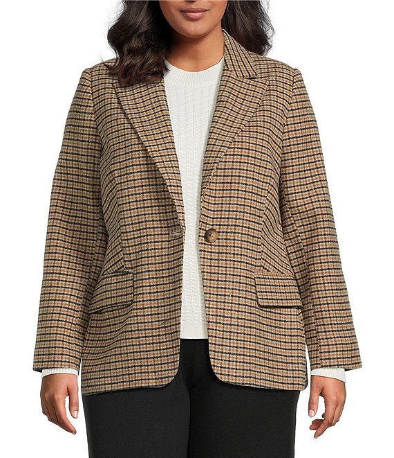 Lucy Paris Plus Size Selma Fit & Flare Plaid Blazer, Multi - Image 1
