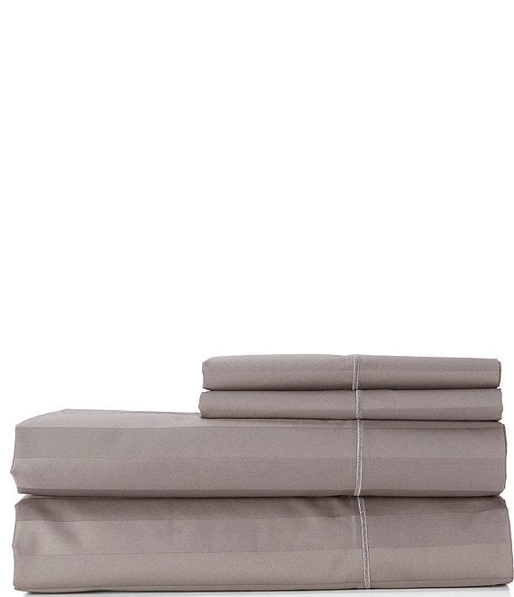 Color:Charcoal - Image 1 - 600 Thread-Count Supima Cotton Striped Sheet Set with FabFit Technology