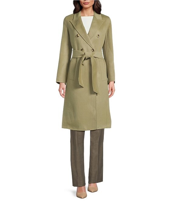 Marella Ara Wool Sage Notch Lapel Long Sleeve 3-Button Coat, Sage - Image 1