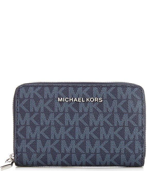 Michael Kors Jet Set Small Zip Around Card Case, Dress Blue - Image 1