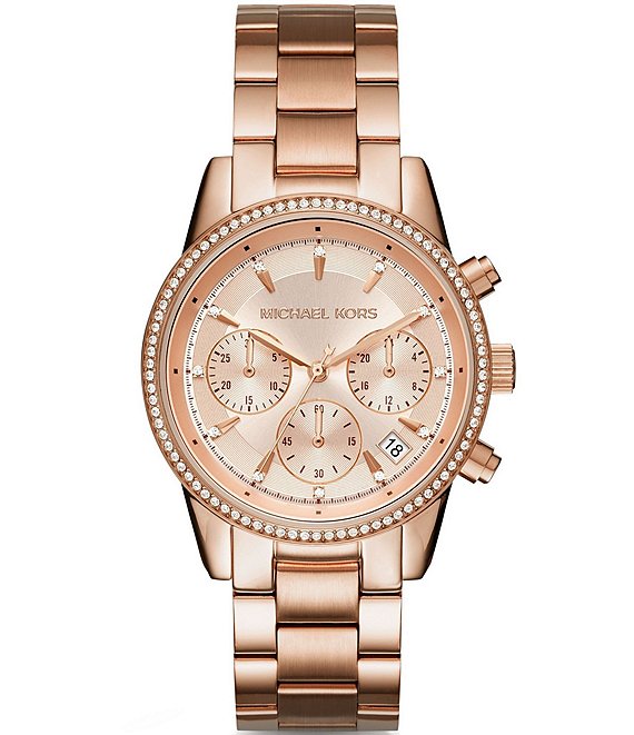 Michael Kors Ritz Pavé Chronograph & Date Bracelet Watch