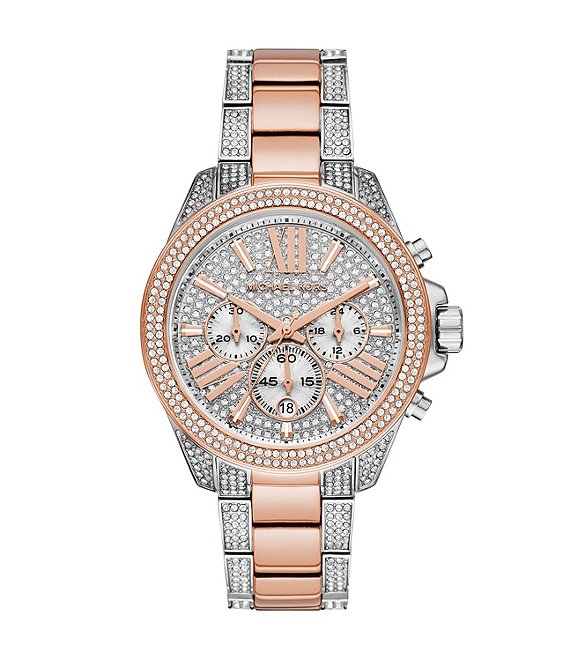 Michael Kors Women's Wren Chronograph Two-Tone Pave Embellished Stainless Steel Watch