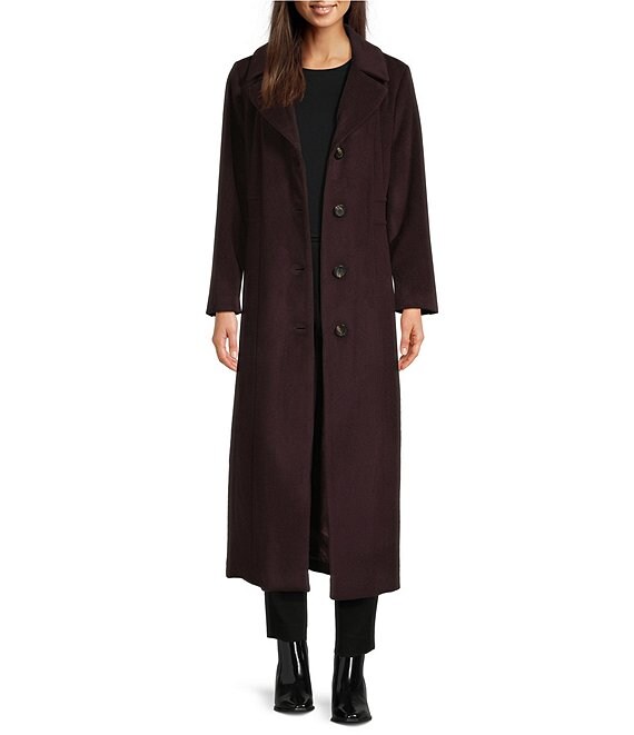 Michael Kors MICHAEL Michael Kors Max Wool Blend Shawl Collar Long Sleeve Fitted Single Breasted Coat, Merlot - Image 1