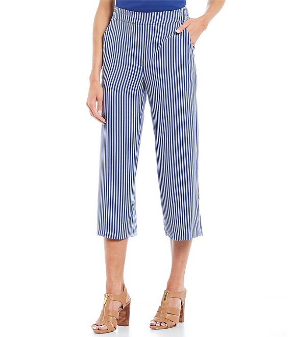 MICHAEL Michael Kors Mini Railroad Stripe Print Cropped Pants