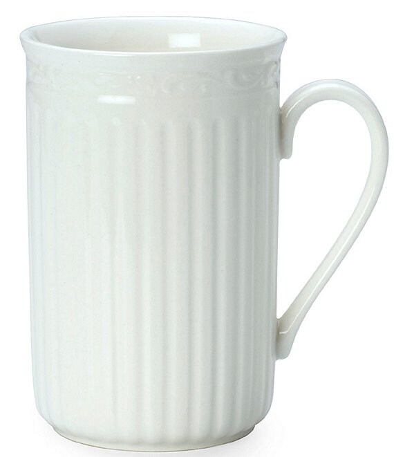 Color:White - Image 1 - Italian Countryside Ridged Floral Stoneware Tall Mug