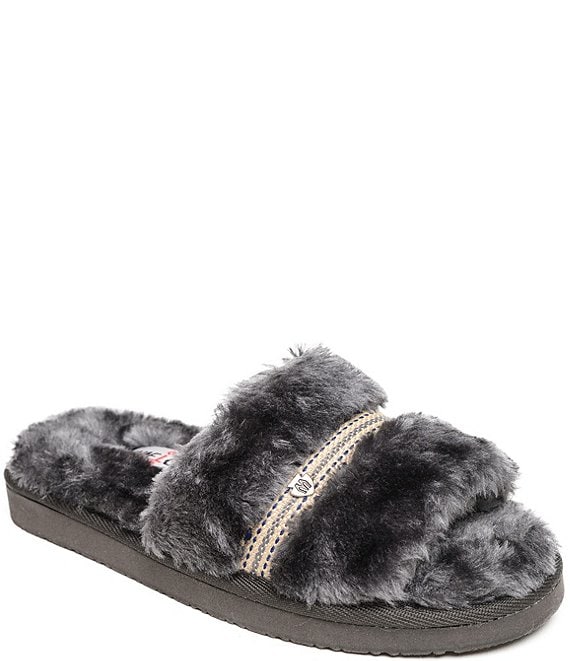 Color:Charcoal - Image 1 - London Faux Fur Slides