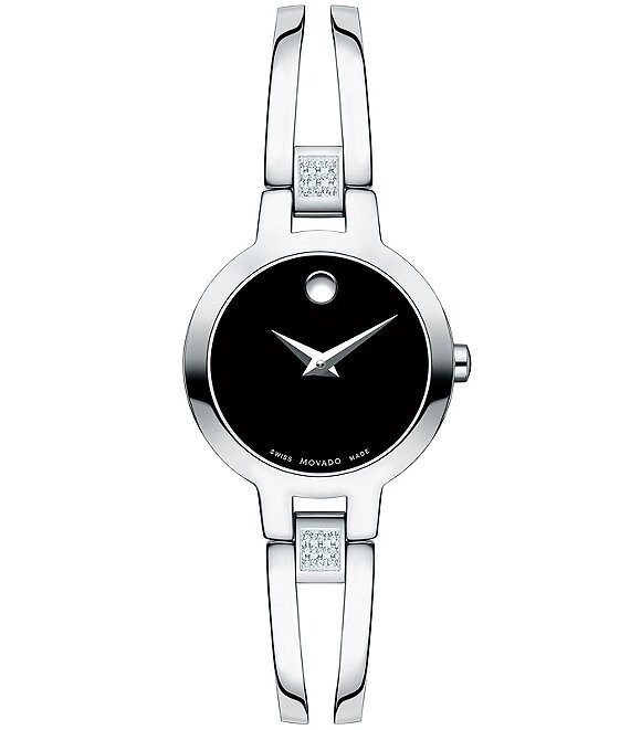 Movado Double Bar Bangle Amorosa Watch with Diamond Detail