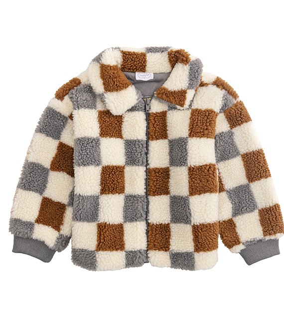 Mud Pie Boys Long-Sleeve Checked Faux-Sherpa Jacket