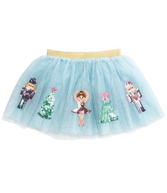 Mud Pie Baby/Little Girls Sequin-Embellished Nutcracker-Themed Mesh Tutu Skirt, Blue - Image 1