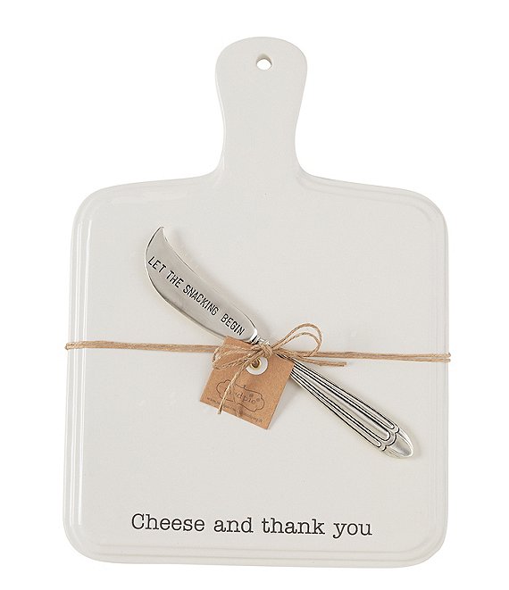 Mud Pie Bistro Cheese And Thank You Cheese Paddle Board with Spreader